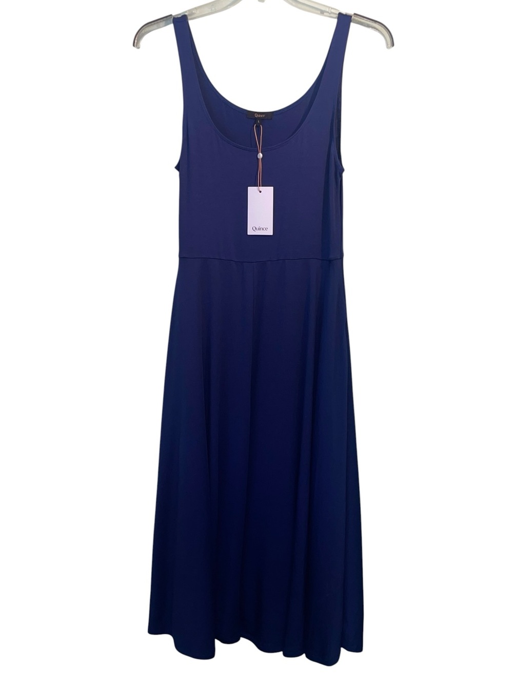 NWT- Quince Tencel jersey fit and flare midi dress. Size large in Navy. - Picture 6 of 12